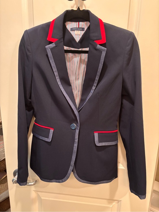 Tommy Hilfiger Jackets & Blazers - Tommy Hilfiger Navy Blazer with Red Trim and Chambray Piping